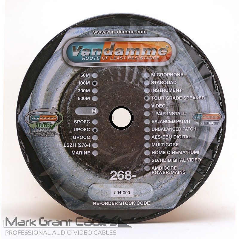 Van Damme 2 x 4mm Hi-Fi Speaker cable 268-504-000 Full 100 Metre reel