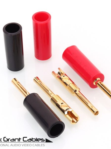 Gold Plated 4mm Banana Connectors - Screw Terminals - 4 Pack