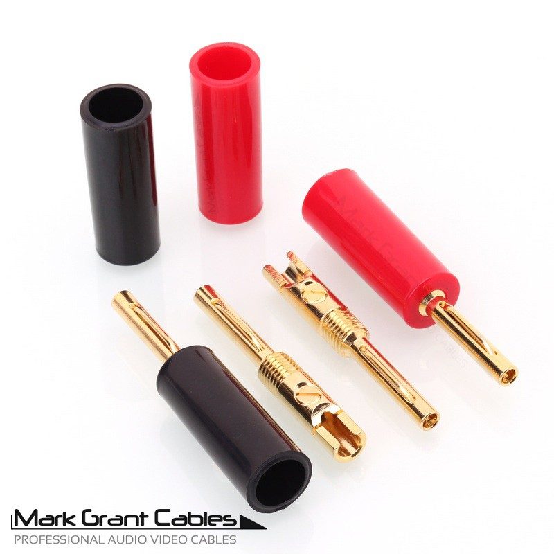 Gold Plated 4mm Banana Connectors - Screw Terminals - 4 Pack